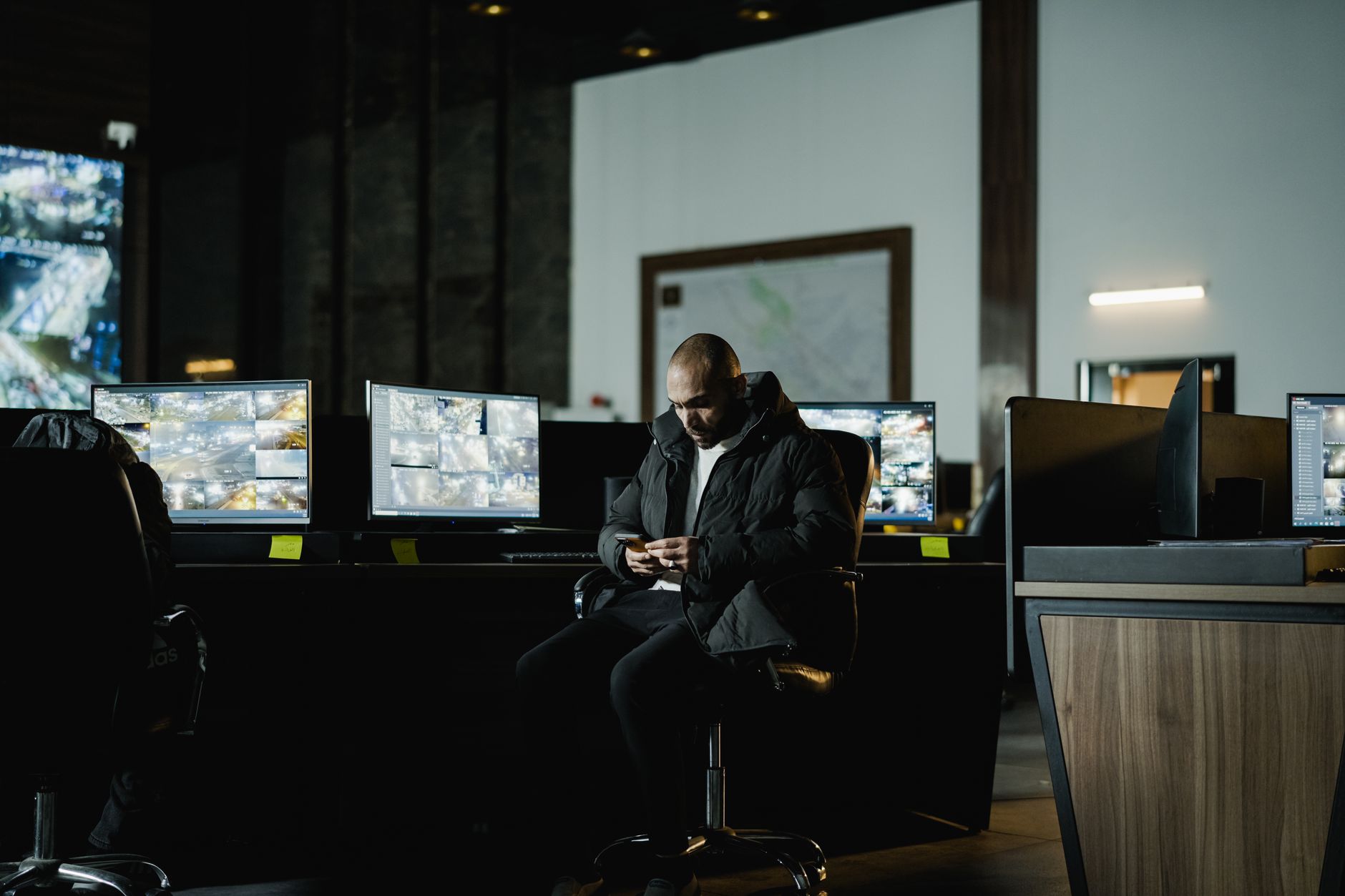 Monitors in a quiet operations room